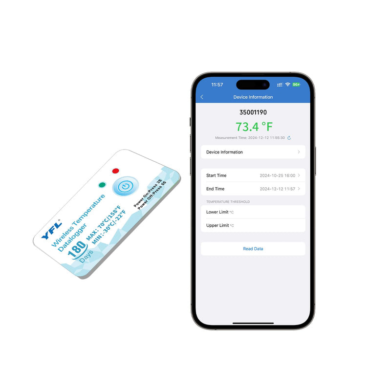 [Australia - AusPower] - Wireless Temperature Data Logger Reusable Temperature Sensor USB-Free Thermometer Recorder High Accuracy Thermometer with PDF Reports 180 Days Low Temperature Monitor Indoor Outdoor-1 Pack 