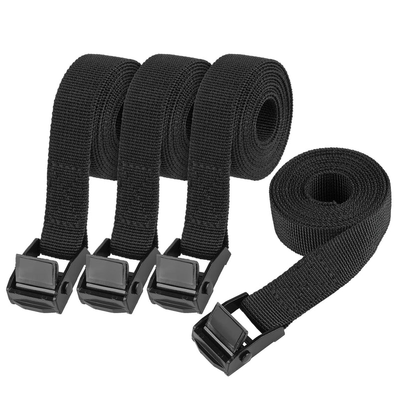 [Australia - AusPower] - PEASUG Tie Down Straps, 4 Pcs Lashing Small Ratchet Straps with Buckles, 0.78" x 5' Adjustable Simple Cinch Cam Pull Suitable for Trucks, Cargo, Luggage Black 0.78" x 5' 