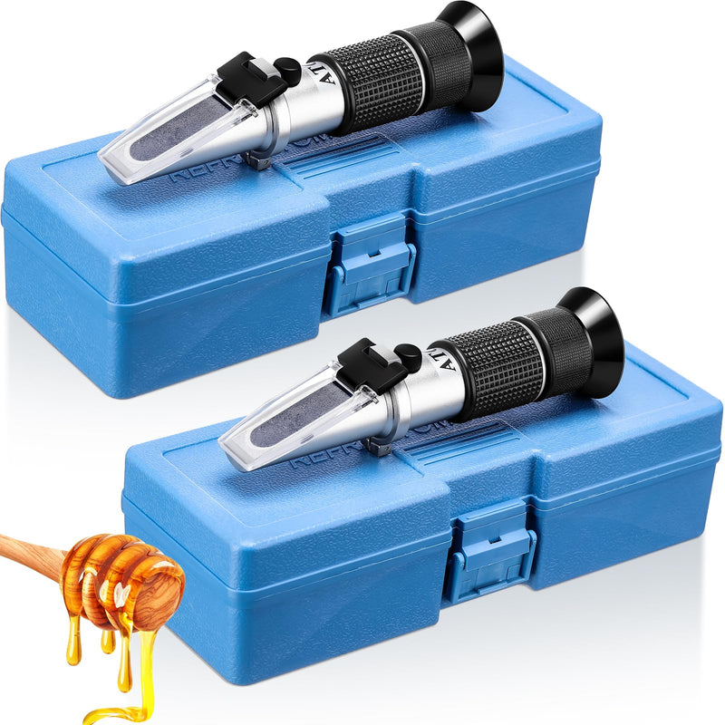[Australia - AusPower] - Nuogo 2 Pack Brix Meter Refractometer with Atc 3 in 1 Use for Measuring Sugar Content in Honey, Maple Syrup, Molasses, Fruit and Other Sugary Drink, 58-90% Brix Scale Range Portable 
