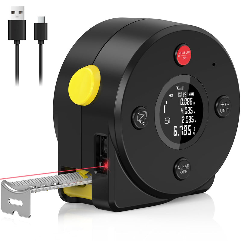Usteetic Laser Tape Measure 164Ft Measurement & 16Ft Manual Measuring, Digital Tape Measure Digital Laser with M/in/Ft/Ft+in Units, LCD Display, Self-Locking Tape, Lanyard Design