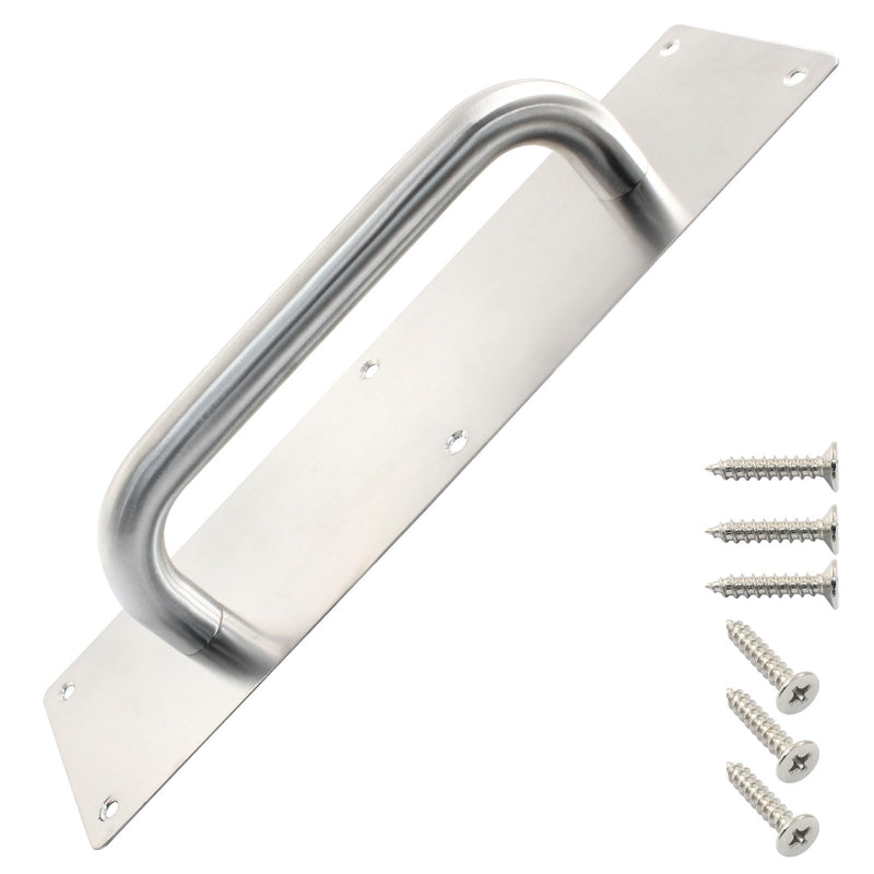 [Australia - AusPower] - Bivethoi 1Pcs Pull Push Door Plate Handle Stainless Steel Heavy Duty Barn Door Pull with Mounting Screws (Silver, 300x80mm/11.81x3.15inch Large 
