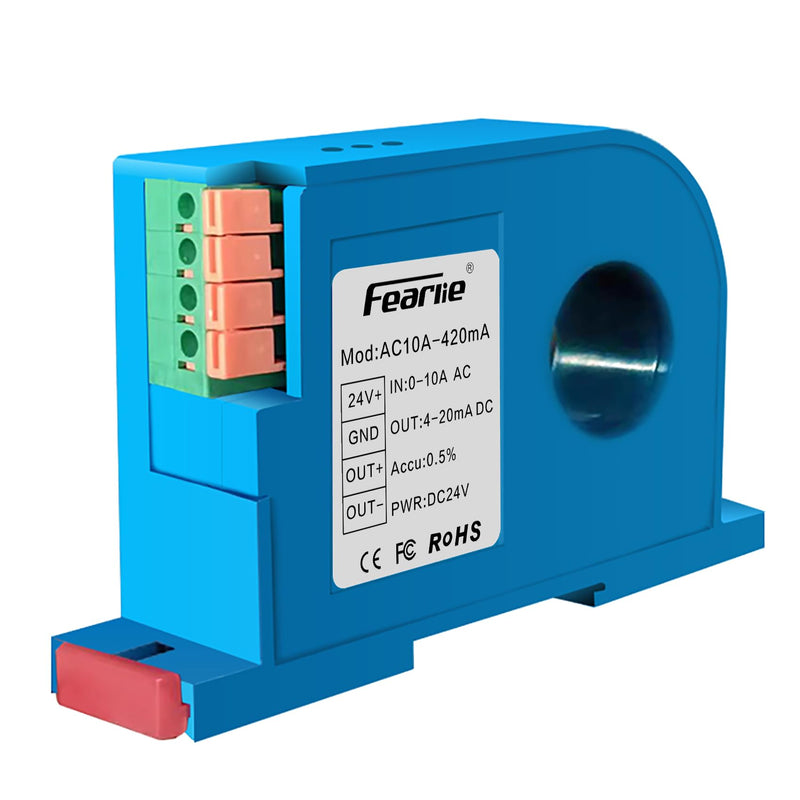 [Australia - AusPower] - AC Current Transmitter,Hall DC Sensor,Output to PLC or Instrument,High Precision Perforated Sensing Current 0-10V-420mA 0-10A/4-20mA 