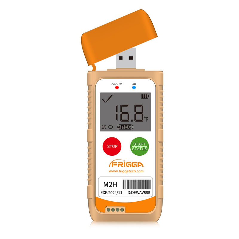 Frigga M2H 1 Pack Reusable Temperature Humidity Data Logger USB Digital Temperature Recorder 28800 Points High Accuracy Thermometer Logger PDF CSV Report 1 pack.