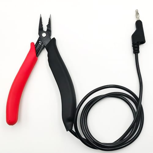 Auyuve red needle-nose pliers with 3ft grounding cable for permanent jewelry chain welding