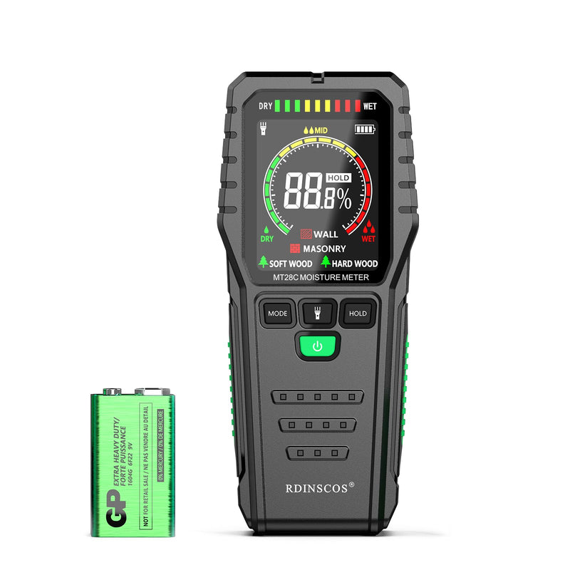 RDINSCOS Moisture Meter detects Moisture from leaks, Flooding, or high Humidity in basements, bathrooms, Kitchens and Drywall Color-MT28C