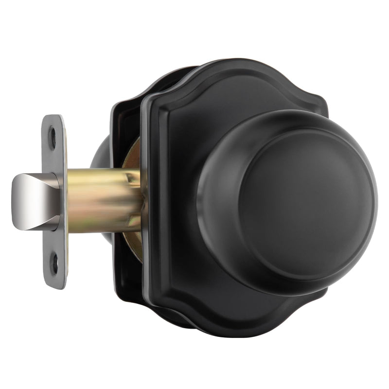 Goldenwarm Matte Black Passage Door Knobs, Closet Door Knobs Interior for Closet & Hallway, Black Closet Door Knob with Arched Plate 1 Pack