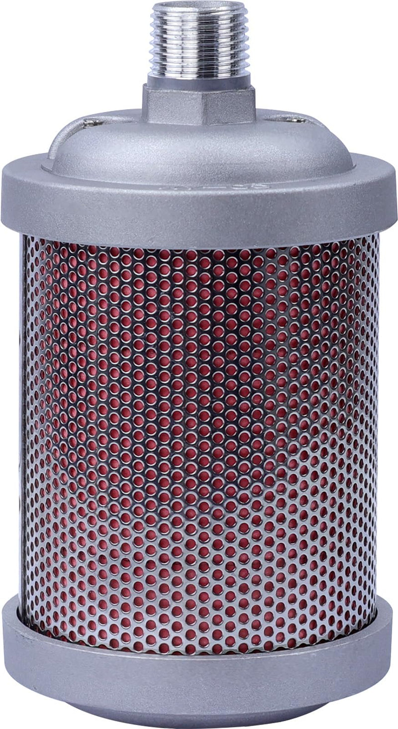 [Australia - AusPower] - XY-05 Air Compressor Muffler 1/2" NPT Air Exhaust Muffler Silencer for Compressor Dryer Compressed Air Equipment and Systems, Single Chamber 145 PSI, Replacement Part 