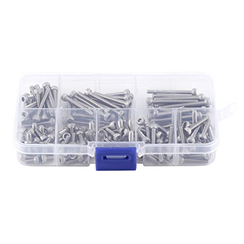 Generic M3 x 30 mm stainless steel hex socket head screws and nuts assortment kit in storage box