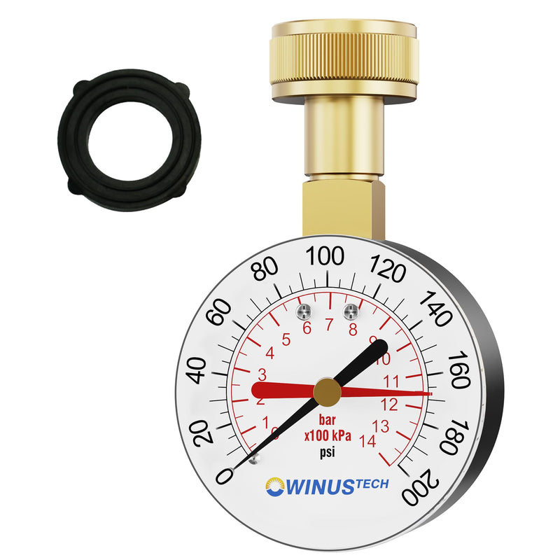 [Australia - AusPower] - Water Pressure Gauge 3/4" Female,0-200 PSI Pressure Gauge Water Pressure Test Gauge for Home,2.5" Dial. 