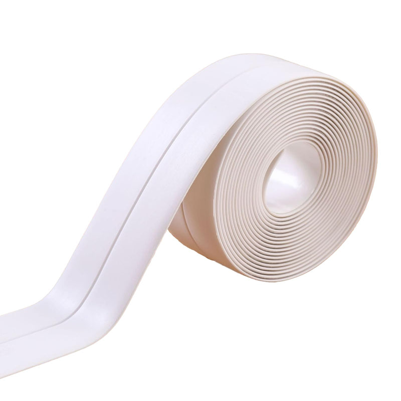 White Waterproof Caulk Tape PVC Self Adhesive Caulk Strip Joint Adhesive Shower Bathtub Joint Strip Bathroom Sealing Tape Kitchen Sealing Tape and Shower Tile Sealant White