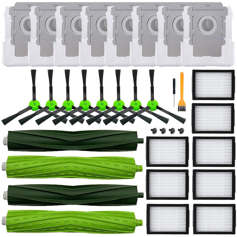[Australia - AusPower] - 26 Pack Replacement Parts Accessories Compatible for iRobot Roomba i3 i3+ i7 i7+ i4 i6 i6+i8 i8+/Plus E5 E6 E7 J7 i5+j5+ I,E&J Series Vacuum Cleaner 2 Roller Brush & 8 Filters & 8 Side Brushes &8 bags 