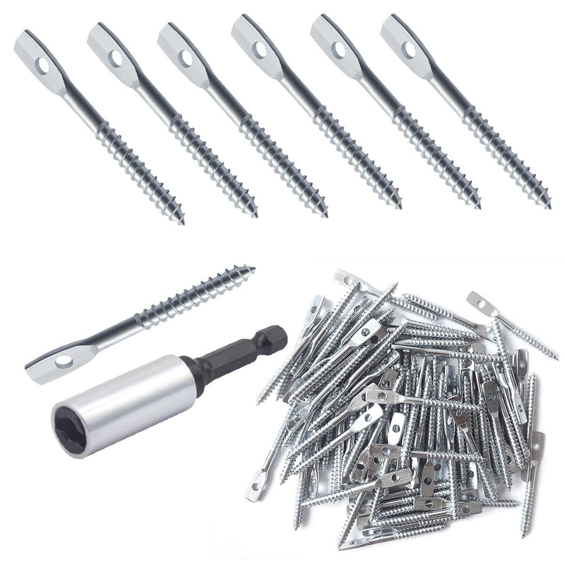 [Australia - AusPower] - 36Pack Eye Lag Screws 2" Eye Lag Wood Screw with 1Pcs Eye Lag Driver Galvanized Carbon Steel Heavy Duty Cement Concrete Wall Anchors Eye Bolts Lag Screw 36 WoodScrew 