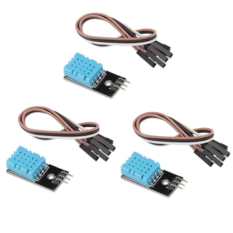[Australia - AusPower] - 3PCS Digital DHT11 Temperature Humidity Sensor Module Temperature and Humidity Detector 3.3V-5V 20%-95% Environmental Temperature Humidity Induction Probe with Wires 