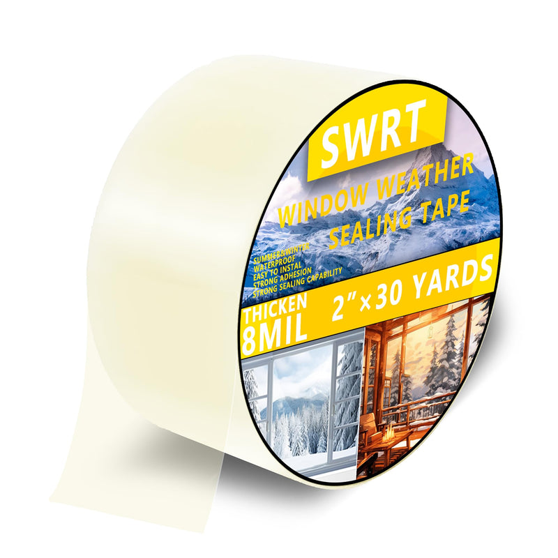 [Australia - AusPower] - SWRT 2”x 30 YD 8 Mil Heavy Duty Transparent Window Weather Sealing Tape, No Residue Window Insulation for Winter, Preventing Cold Air Loss in Summer Door and Window Seal Kit 