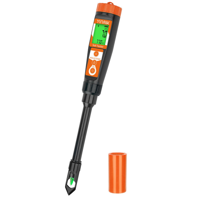 Digital pH Meter for Soil, Soil pH Tester for Potted Plants, Professional pH Reader for Soil and Water, Electronic Soil pH Test Kit for Garden, Lawn, Greenhouse, Indoor & Outdoor, Farming, Yard Use Orange Soil pH Meter