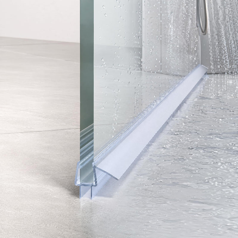 Frameless Shower Door Bottom Seal Strip for 3/8" (10mm) Thick Shower Glass, 36" Long Shower Sweep with Drip Rail, Vinyl Material, Clear - Stop Shower Leaks and Create a Water Barrier 36" Bottom Seal for 3/8"