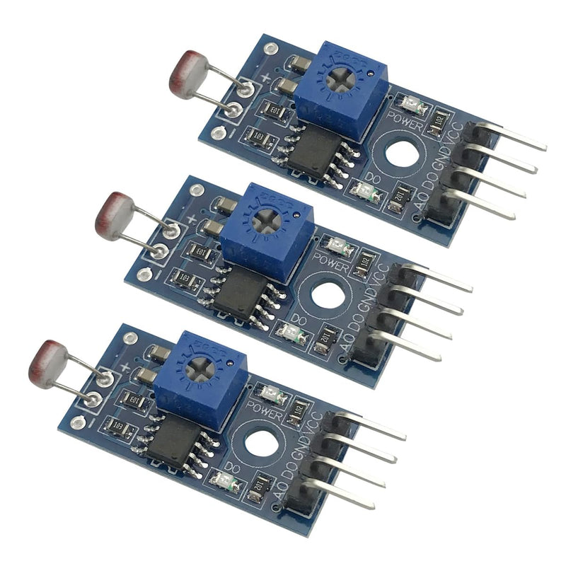 [Australia - AusPower] - 3PCS Photosensitive Sensor Module Digital Light Intensity Detection Light Sensor Photosensitive diode Photoresistor Module 4pins DC 3.3-5V LM393 Comparator 