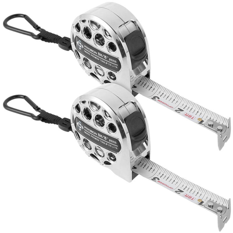[Australia - AusPower] - 2 PCS Retractable Tape, 5M/16Ft Stainless Steel Measuring Tape, Self-Lock Double-Sided Scale Retractable Metric Ruler, Non-Fall Wear-Resistant Hollow Design Tape Measure for Household Industrial 
