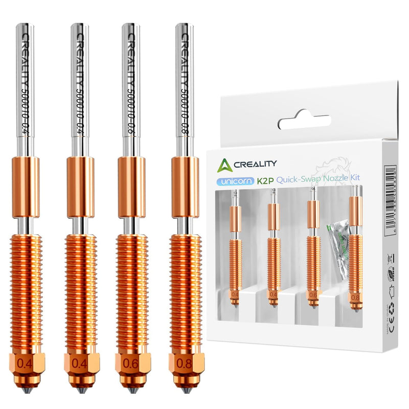 Creality Official K2 Plus Nozzles, 0.4/0.6/0.8mm 4PCS Quick-Swap 3D Printer Hotend Nozzle Kit, Copper Alloy and Hardened Steel, 3D Printer Accessories for K2 Plus, K2, K2 Pro, Creality Hi 4PCS 0.4/0.6/0.8mm