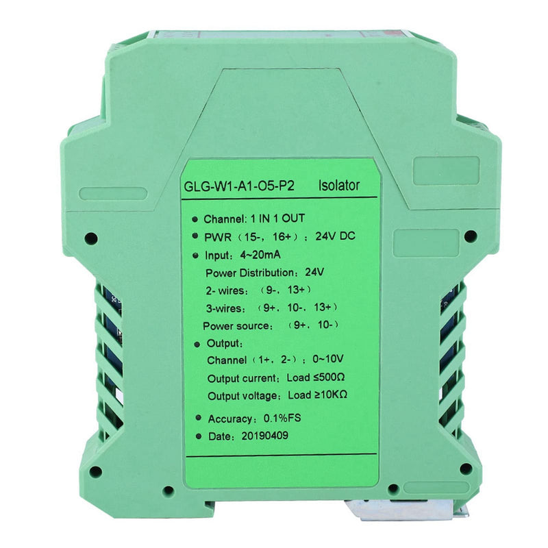 [Australia - AusPower] - GLG DC Signal Conditioner, DC Current Signal Isolator Transmitter, Low Power Consumption PLC Detect Signal Conditioner for Mechanical Equipment (One Input and one Output 4-20mA to 0-10V) One input and one output 4-20mA to 0-10V 