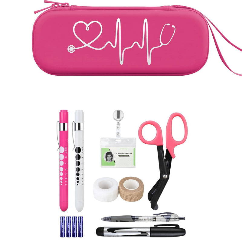 [Australia - AusPower] - BOVKE Raspberry Stethoscope Case with 12Pcs Nurse Supplies Kit 