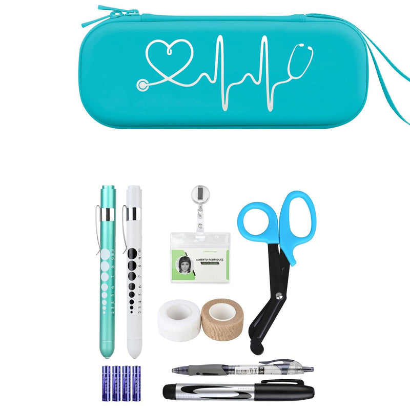 [Australia - AusPower] - BOVKE Emerald Stethoscope Case with 12Pcs Nurse Supplies Kit 