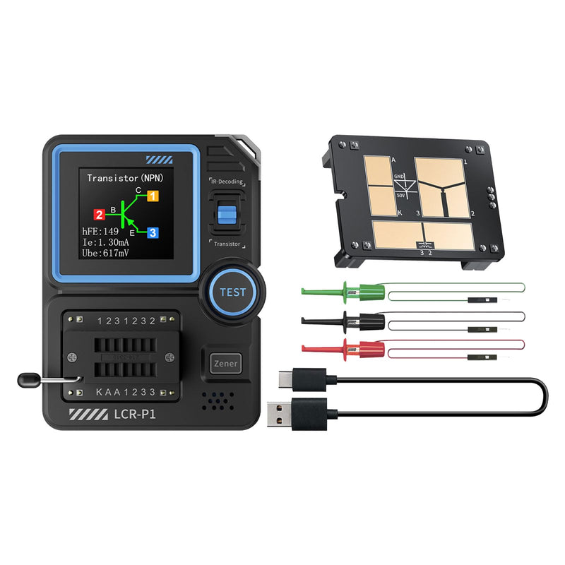 [Australia - AusPower] - Transistor Tester LCR-P1 Transistor Capacitor Tester Multifunctional SMD Electronic Component Tester Diode Triode Zener Diode Resistance Inductance Battery Test LCR Meter MOS PNP NPN ESR Meter 