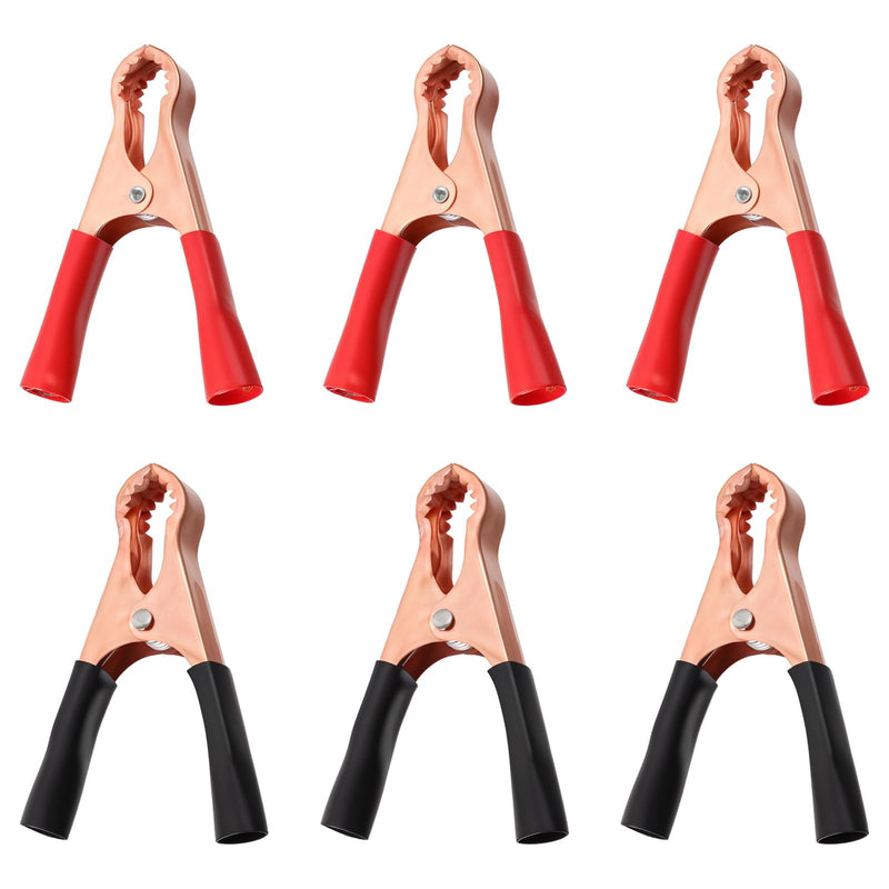 [Australia - AusPower] - 6 Pcs 50A Insulated Alligator Clips Metal Alligator Clips Black & Red Heavy Duty Battery Charger Clamps Metal Spring Clips for Loading Truck Car Battery Electric Test 