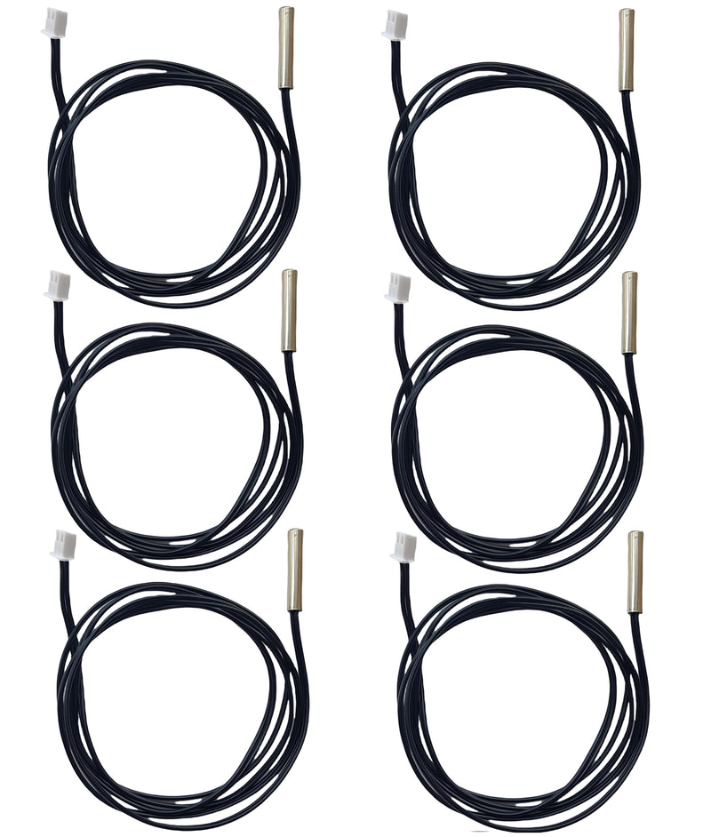 [Australia - AusPower] - 6Pcs 10K Temperature Sensor Probes 1M Waterproof Stainless Steel NTC 3950 Thermistor Sensor Probes Digital Temperature Transmitter Extension Cable 