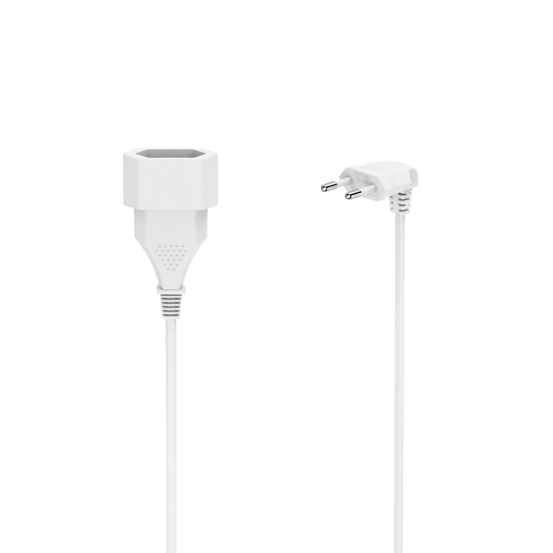 Hama Extension Cable Angled Euro Plug 3 m | Extension cable, white, 90°, space-saving flat plug, power cable extension, kink protection, robust, for indoor use