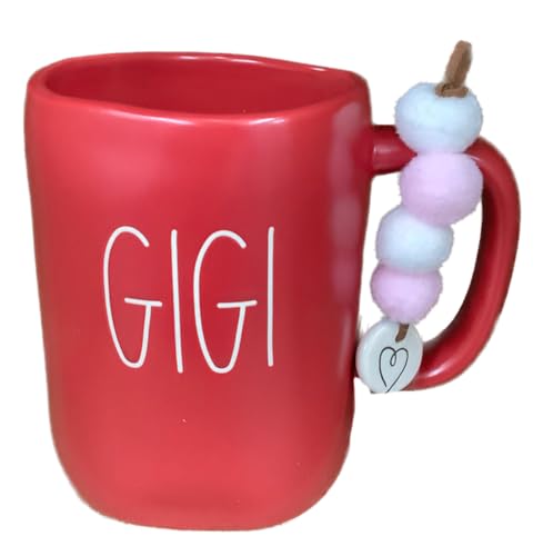 Rae Dunn Valentine's Day Coffee Mug, Red - Gigi with Heart Charm