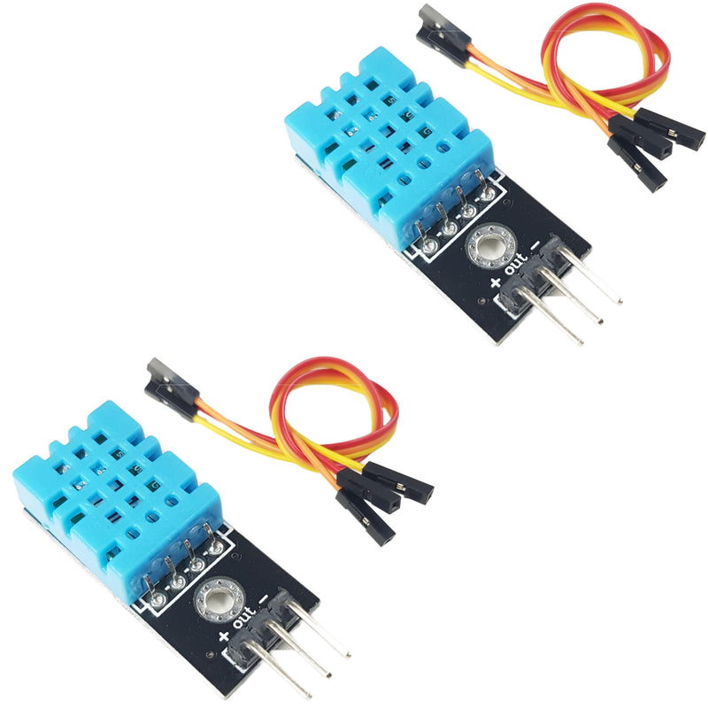 [Australia - AusPower] - DHT11 Temperature and Humidity Sensor Module 2-Pack, for Arduino, ESP32, ESP8266, Raspberry Pi, IoT DIY Projects, Built-in Resistor for Easy Integration 