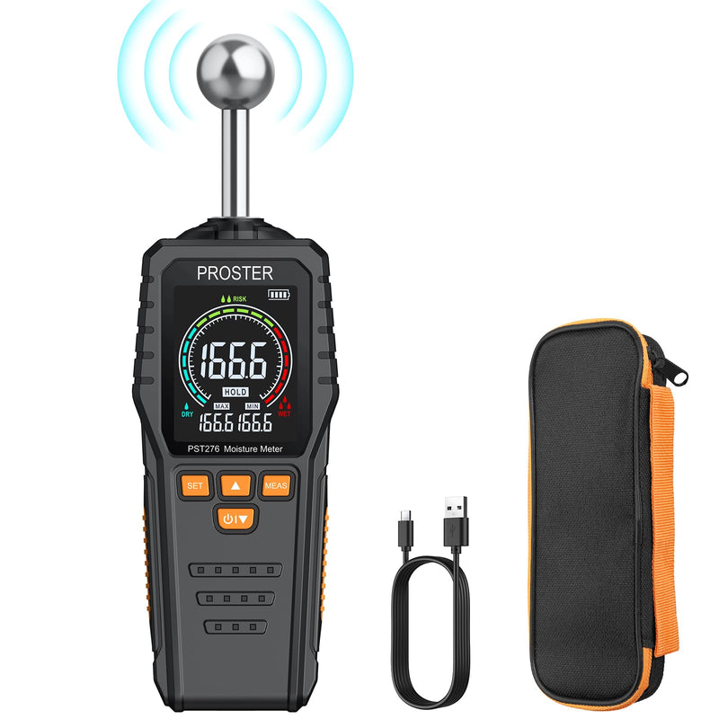 [Australia - AusPower] - Proster Moisture Meter - with Color LCD Alarm Function Hold Function Moisture Meter for wall,wood,masonry,concrete,plaster,building materials 5-40mm Analysis depth Spherical 