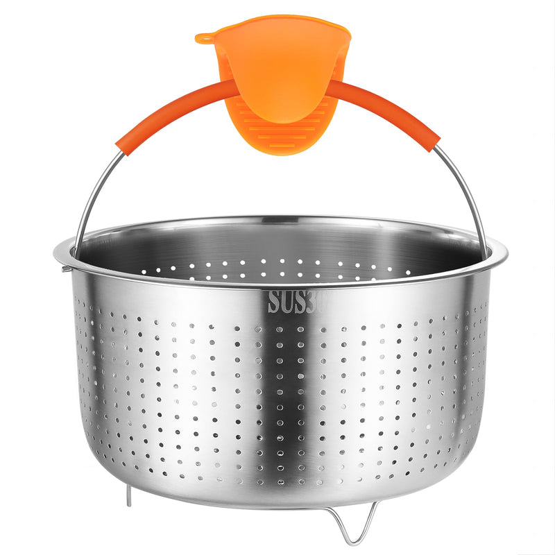 GREATLINK Mesh Strainer and Vegetable Steamer Basket for Instant Pot Accessories 8Qt, Stainless Steel Veggie Strainers and Colanders for Cooking Broccoli, Eggs, Pasta, Quinoa (8 Qt - Steamer Basket) 8 Qt - Steamer Basket