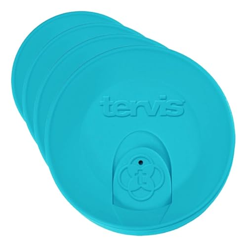 Tervis Travel Lid Made in USA Double Walled Insulated Tumbler Travel Cup Keeps Drinks Cold & Hot, Fits 16oz Tumblers, Turqoise (Pack of 4) Turquoise Fits 16 oz Tumblers 4-Pack