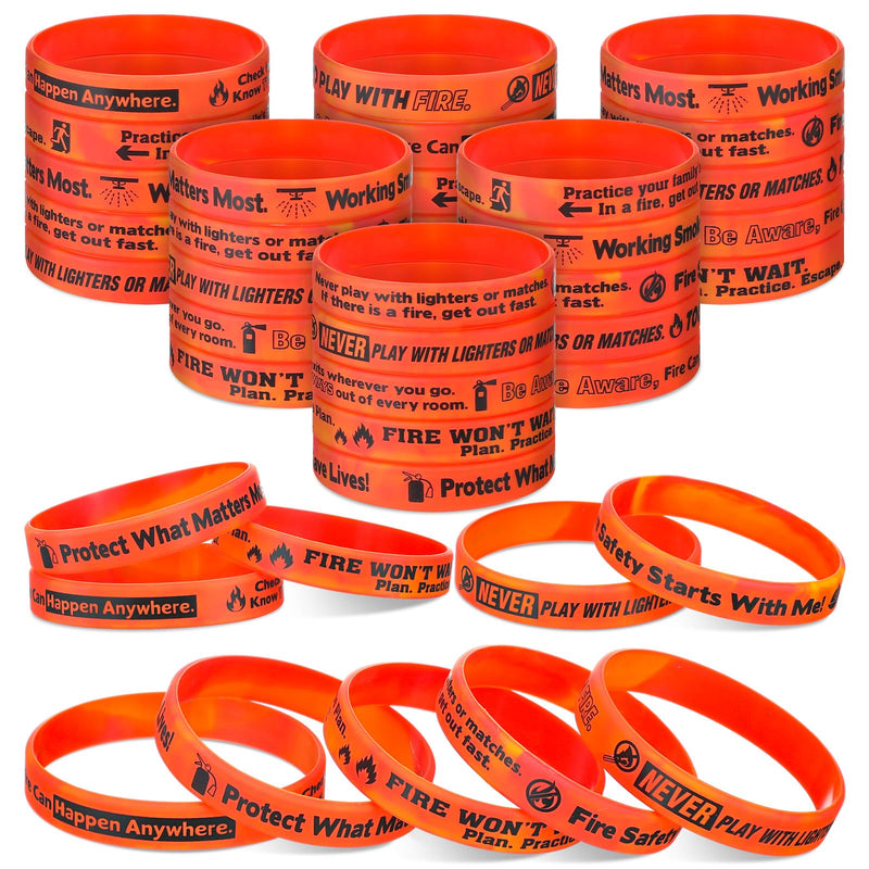 [Australia - AusPower] - 50 Pcs Fire Safety Awareness Bracelet Silicone Rubber Wristband with Tips Phrases for Awareness Gifts 