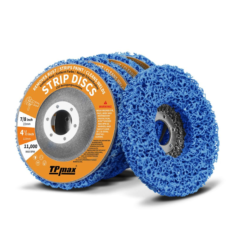 [Australia - AusPower] - 4-1/2" x 7/8" Stripping Discs for Rust and Paint Removal - Poly Abrasive Angle Grinder Wheels, 5-Pack (Blue) 4-1/2 Inch 5.0 
