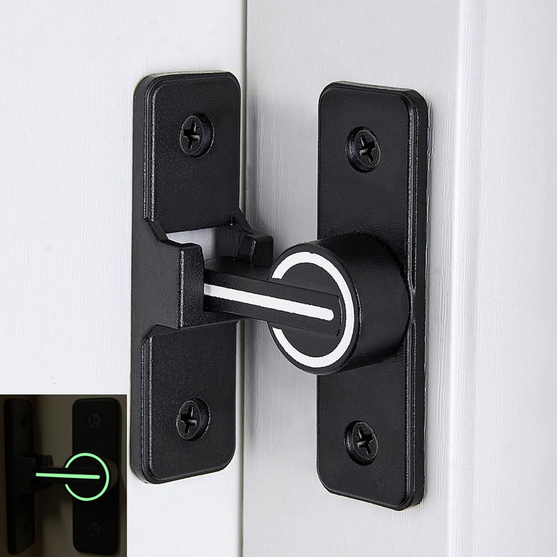 3 Packs Black Luminous 90 Degree Barn Door Locks,Heavy Sliding Barn Door Latches Door Lock,Premium Zinc Alloy for Enhanced Privacy and Security on Barn Door,Garden Entrances,and Sliding Door Black(Luminous) 90 Degree 3