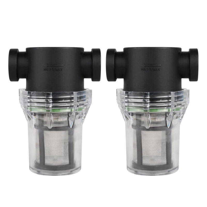 [Australia - AusPower] - SEAFLO 1/2" Female NPT in-Line Strainer with 100 Mesh Stainless Steel Filter Screen – Clear Bowl for Easy Cleaning | Model SF-ST-12 (2-Pack) 2-Pack 