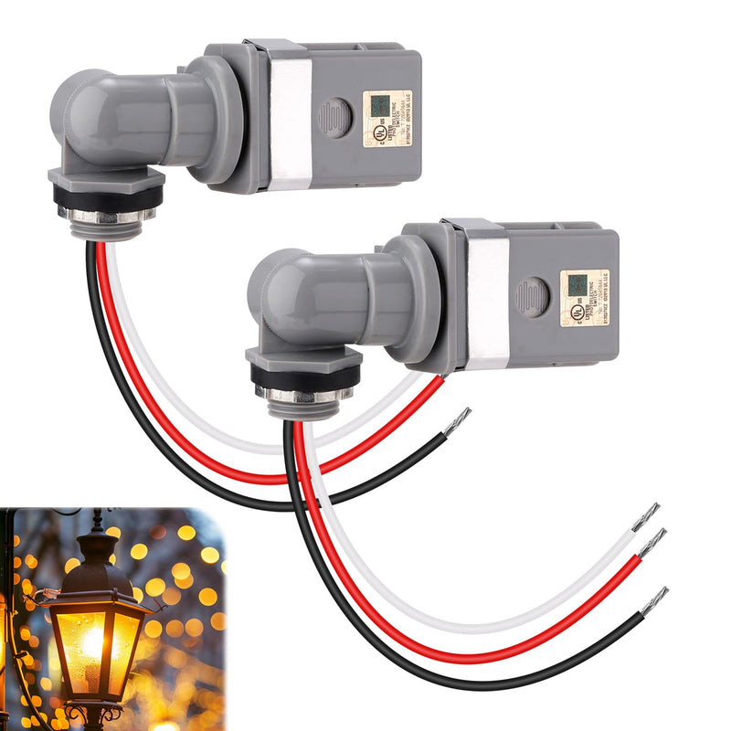 [Australia - AusPower] - 2 Packs Swivel Mount Outdoor Photocell Sensor, Photoelectric Switch for Back Yard Lighting 