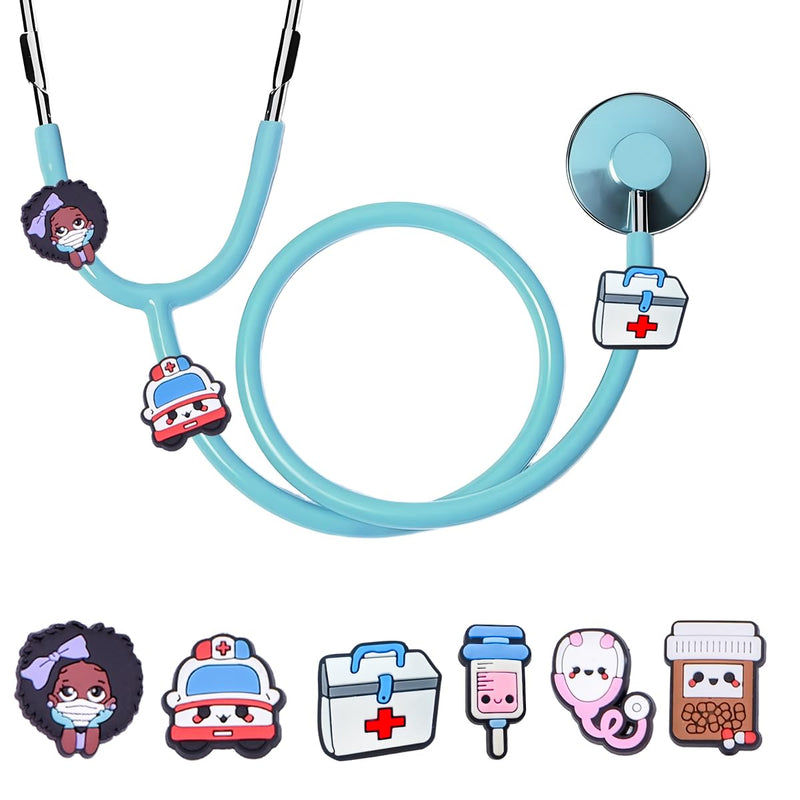[Australia - AusPower] - 6 Pcs Cute Stethoscope Charms for Nurses,Adorable Littmann Stethoscope Accessories with Stethoscope Ring Jewelry,Suitable for Peds Nurse, Doctor, Medical Workers (Cartoon Medical) Multicoloured 6 