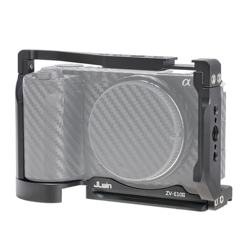 FocusFoto Camera Cage for Sony Alpha ZV-E10 II Mirrorless Camera, Video Vlogging Rig with Cold Shoe, 1/4"-20 Screw Mount, 3/8"-16 Locating Holes for Arri Grip, Quick Release Plate for Arca Tripod