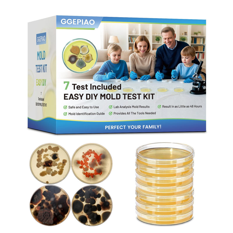 [Australia - AusPower] - Mold Test Kit for Home,7 Simple Detection Tests,Test HVAC System,Home Surfaces, Indoor Air Quality Testing,DIY Mold Detector for Home,Includes Detailed Mold Identification Guide,Black Mold Testing kit 7 
