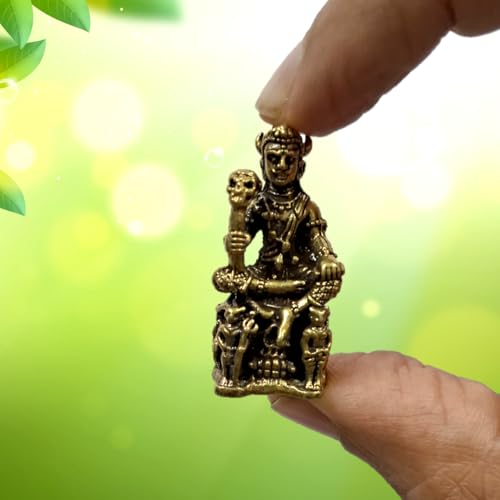 Purpledip Rare Miniature Brass Idol Yama Yamaraja God of Death & Justice: Collectible Statue with Detailed Very Fine Workmanship (12698Z)