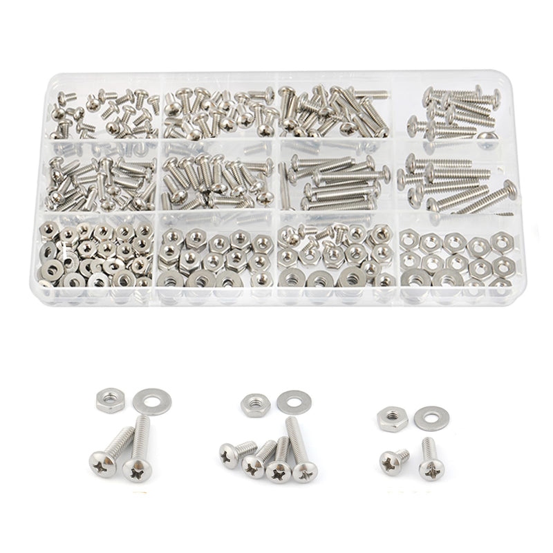 [Australia - AusPower] - 421Pcs Nuts and Bolts Assortment Kit,# 6-32# 8-32# 10-24 Phillips Pan Head Machine Screws Nuts Washers Assortment Kit, 304 Stainless Steel 421Pcs Machine Screws Sets 
