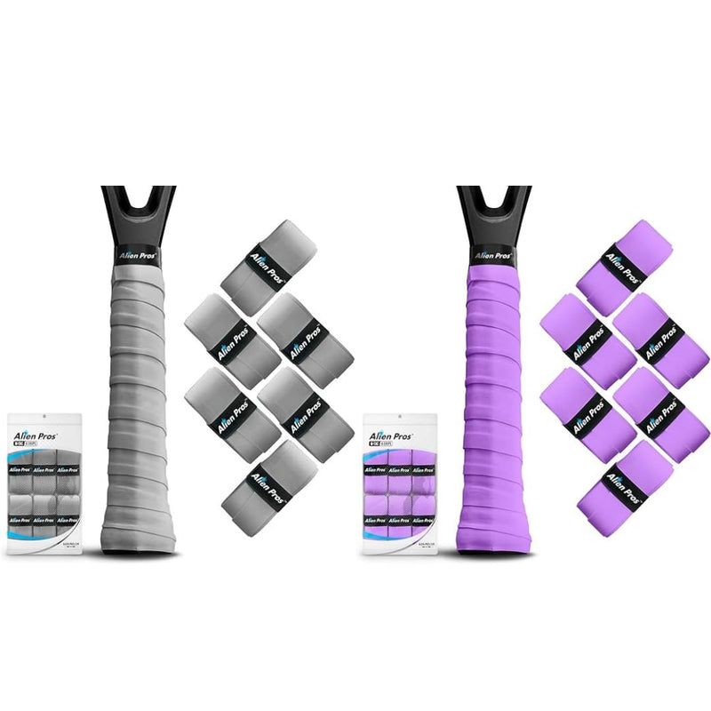 ALIEN PROS 12 Grips Gray & Purple New Model M-Tac Tennis Racket Grip Tape - Wrap Your Racquet for High Performance
