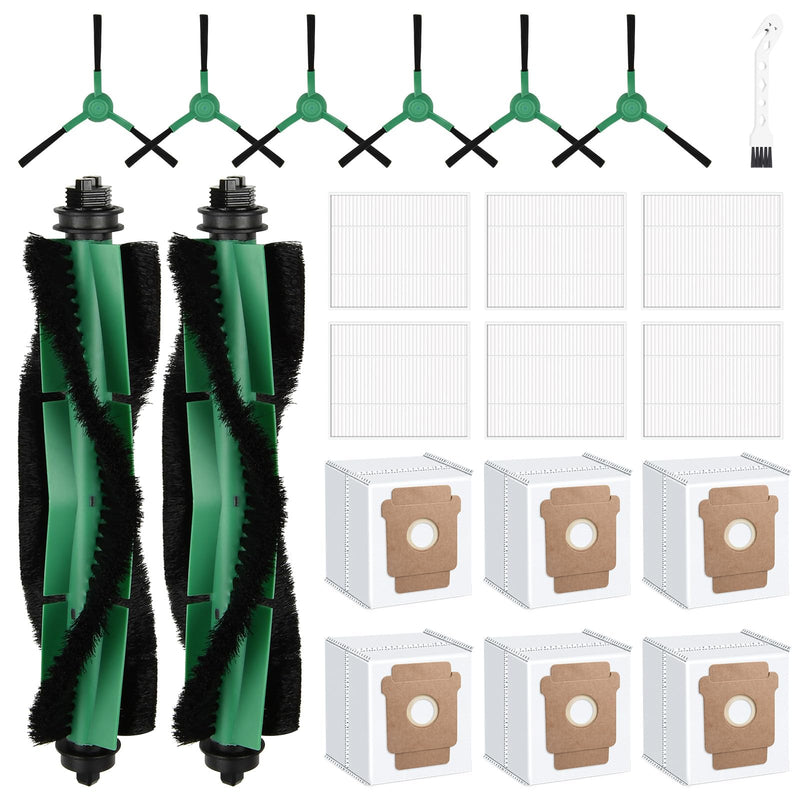 21 Pcs Replacement Parts for irobot Roomba Q052 - Vac 2/105 / 104 Robot Vacuum + AutoEmpty Dock, Accessory Kit include 2 Roller Burshs, 6 Filters, 6 Dust bags, 6 Side Brushs and Cleaning Tool