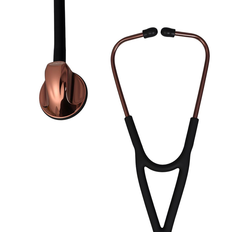 [Australia - AusPower] - Single Head Cardiology Stethoscope – Professional Estetoscopio with Alloy Chestpiece, Silicone Tube & Soft Ear Tips – Medical Stethoscope for Nurses, Doctors, Students, and Home Use (Black Gold) Black Gold 