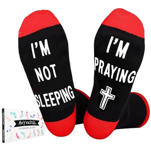 Prayer Socks for Men,Funny Gifts for Christian on Christmas Red