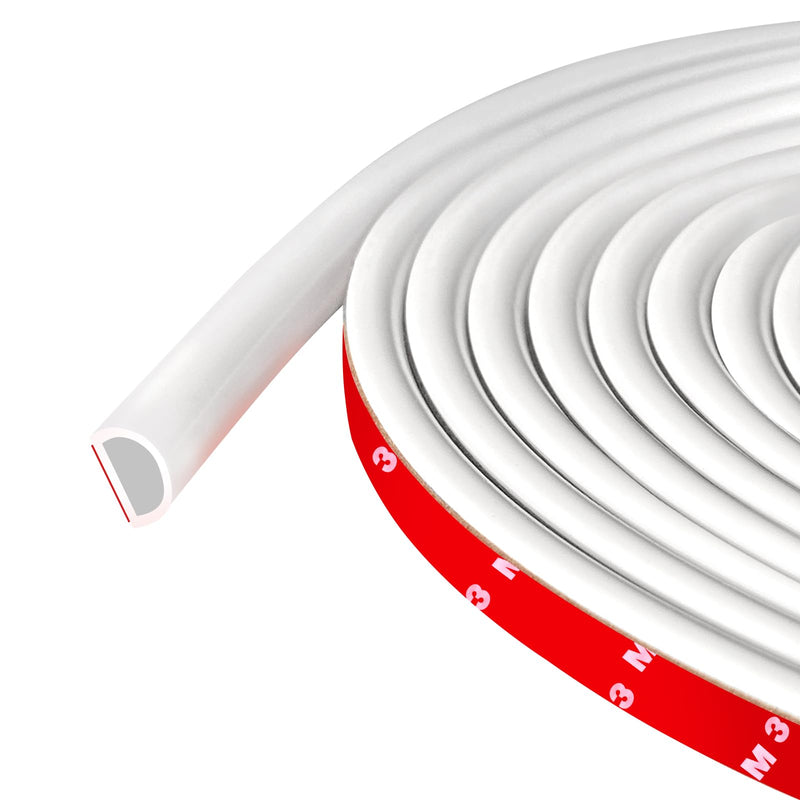 [Australia - AusPower] - Weather Stripping Door Seal Self Adhesive Door Weather Strip Silicone D Shaped Seal Strip for Door Frame/Window Seal, 20Ft, White (3/8" W × 1/4" T) S (3/8" W × 1/4" T) 